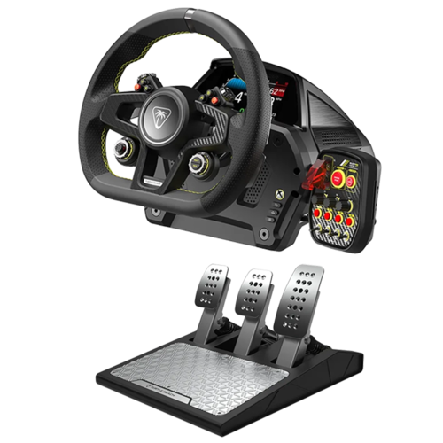 סט הגה ודוושות VelocityOne™ Race – תואם Xbox ו־PC – מבית Turtle Beach