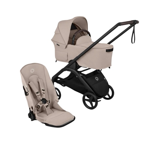 עגלת בוגבו דרגונפליי פלוס Bugaboo Dragonfly צבע שלדה:שחור,בדים חול מדבר, גגון חול מדבר