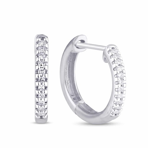 עגילי חישוק יהלומים זהב 14K