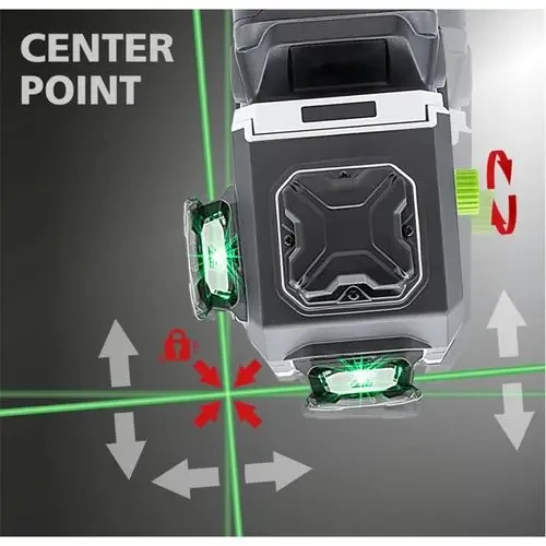 פלס לייזר ירוק LASERLINER PowerPlane-Laser 3G Multi-18V עם יישור עצמי אוטומטי וקווי לייזר 360°