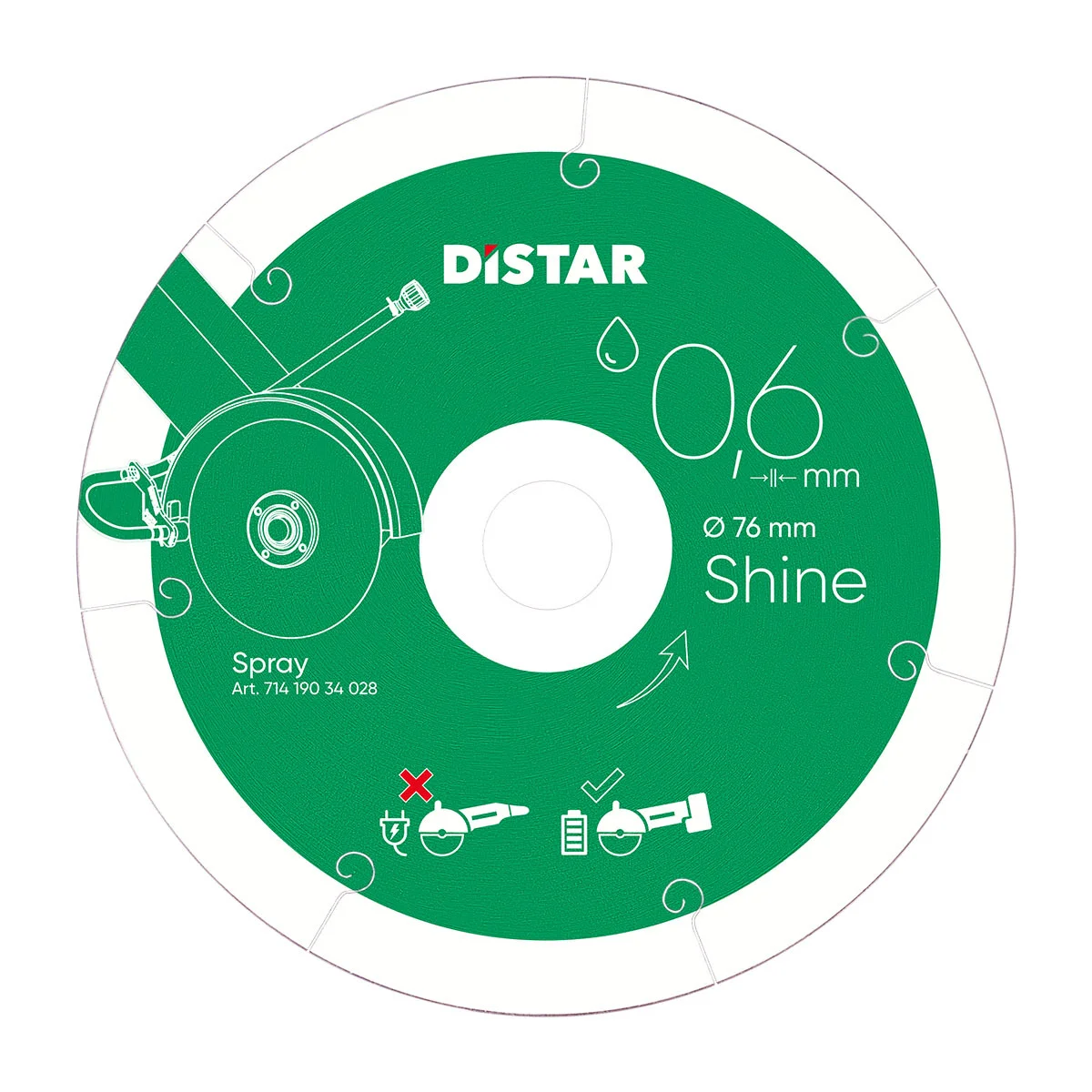 דיסק יהלום חיתוך רטוב SHINE קוטר 76 מ"מ DISTAR