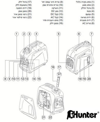 גנרטור מושתק אינוורטר HunterPower 800W