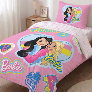 סט מצעים למיטת יחיד 100% כותנה – דגם Barbie ורוד