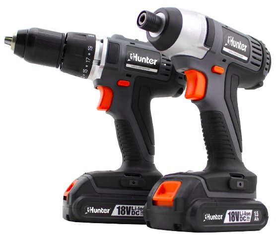 סט אימפקט + מברגה ליתיום 18V בתיק כלים יעודי Hunter