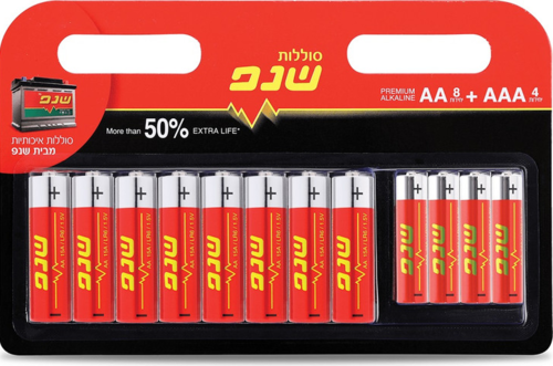 מארז סוללות אלקליין 8 יח' 4 + AA יח' AAA שנפ