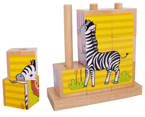 פאזל עץ קוביות 4 תמונות חיות בר