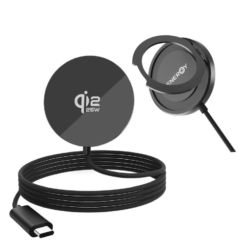 משטח טעינה מגנטי שחור ENERGY V28 25W Qi2.2 Black