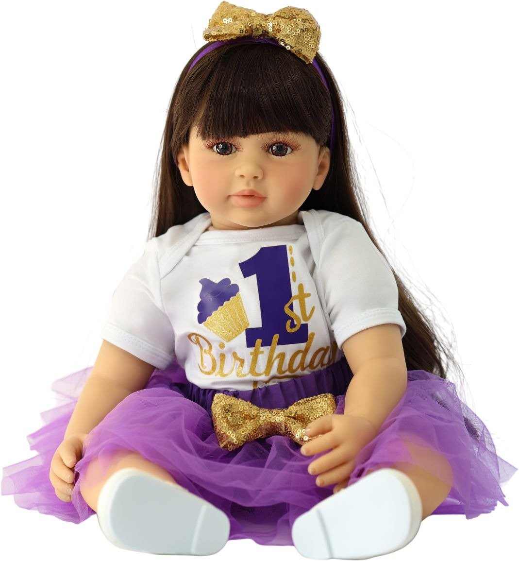 בובת תינוק Reborn ‏61 ס"מ חצאית טול סגולה New York Doll Collection