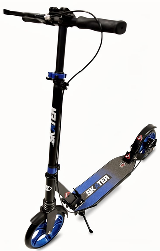 קורקינט מתקפל לילדים ונוער Skater City Cruiser 200 זוג בולמי זעזועים ובלם דיסק אחורי - כחול
