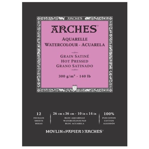 בלוק צבעי מים 100% כותנה 26/36 300 גר Arches Hot Pressed