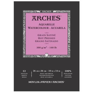 בלוק צבעי מים 100% כותנה 26/36 300 גר Arches Hot Pressed
