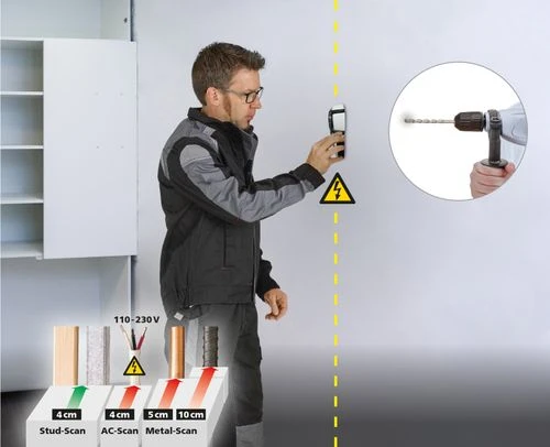 סורק קירות LASERLINER MultiFinder Plus לאיתור קורות, מתכות וחוטי חשמל לפני קידוח בקיר