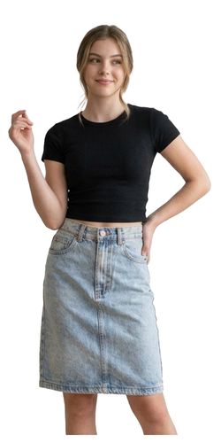 חצאית ג'ינס עד הברך לנערות ונשים מבד כותנה
