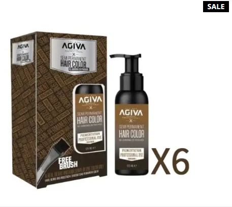6 יחידות צבע לשיער חצי קבוע חום Agiva Hair Color Brown אגיבה