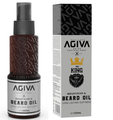 שמן לזקן ולשפם אגיבה AGIVA MOUSTACHE & BEARD OIL 100ML