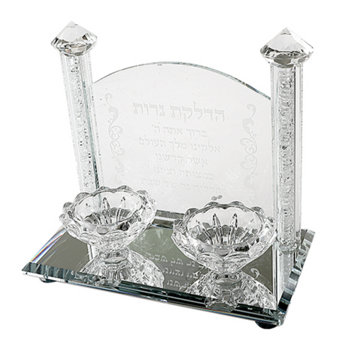 פמוטי קריסטל מהודרים עם הדלקת נרות 17X18 ס