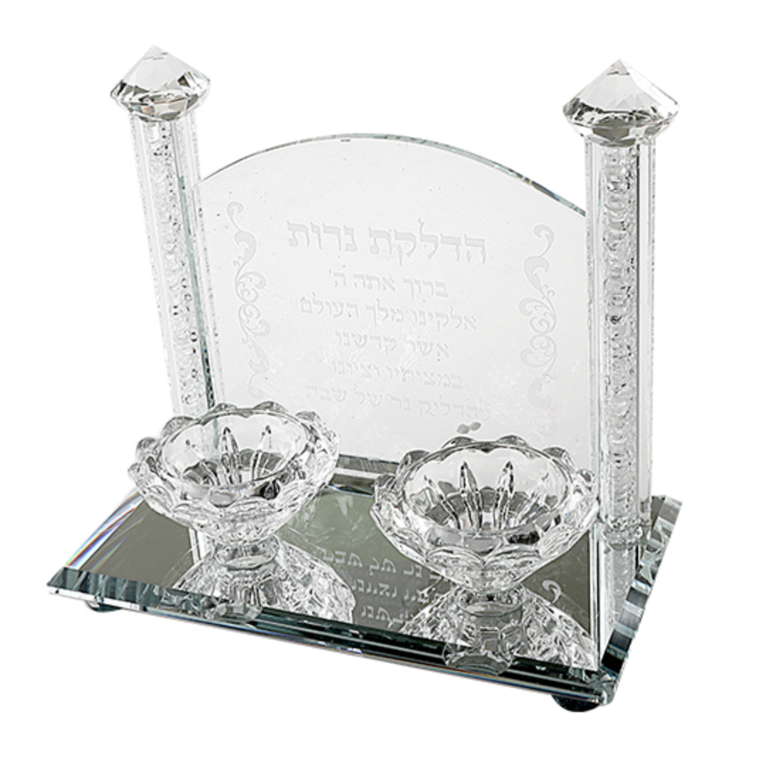 פמוטי קריסטל מהודרים עם הדלקת נרות 17X18 ס"מ