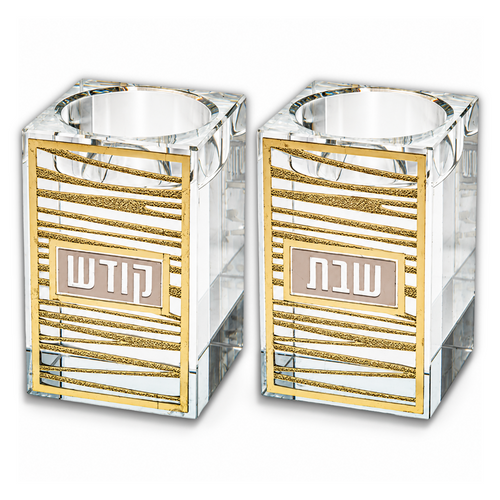 פמוטי קריסטל עם פלקטה 