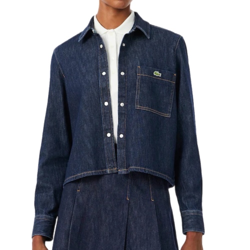 חולצה מכופתרת LACOSTE מידות XXS-S לנשים בדוגמת פסים בז'