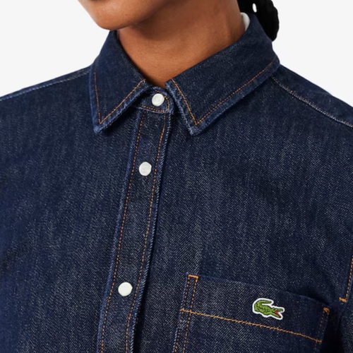חולצה מכופתרת LACOSTE מידות XS-L לנשים בדוגמת גינס