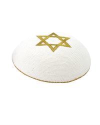 UK15086 - ## כיפה סרוגה מגן דויד בזהב 17 ס