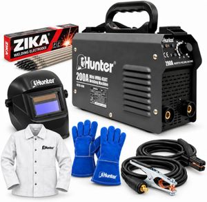 סט רתכת 200 אמפר MINI IGBT + מסכה סולרית +כפפות ריתוך + אלקטרודות 5 ק"ג 101310-008.3 Hunter