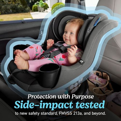 כיסא בטיחות מסתובב איזי טרן EasyTurn 360 Slim עם נעילת SnugLock צבע שחור/אפור Cyran גרקו