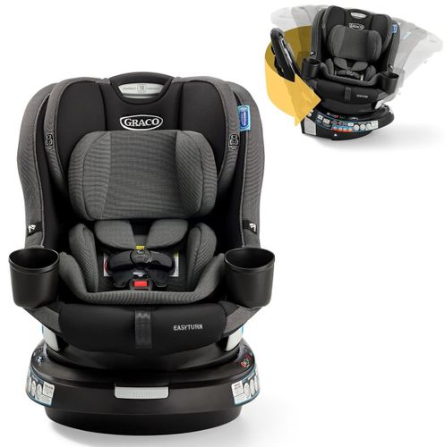 כיסא בטיחות מסתובב איזי טרן EasyTurn 360 Slim עם נעילת SnugLock צבע שחור/אפור Cyran גרקו