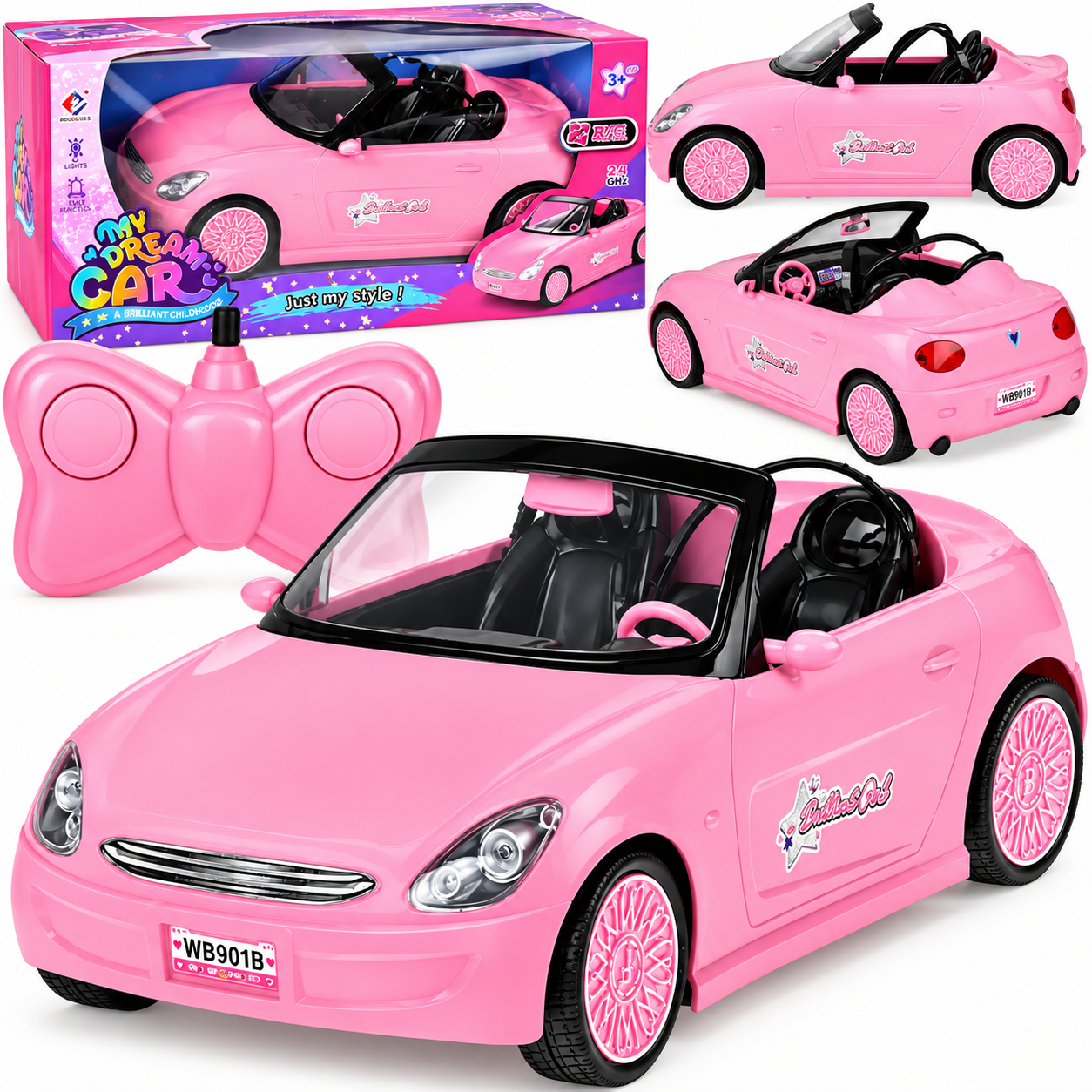 מכונית על שלט My Dream Car עם גג פתוח ורוד R/C