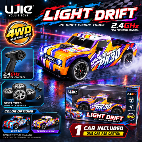 מכונית דריפט על שלט Light Drift עם תאורה והנעה 4×4 Ujie