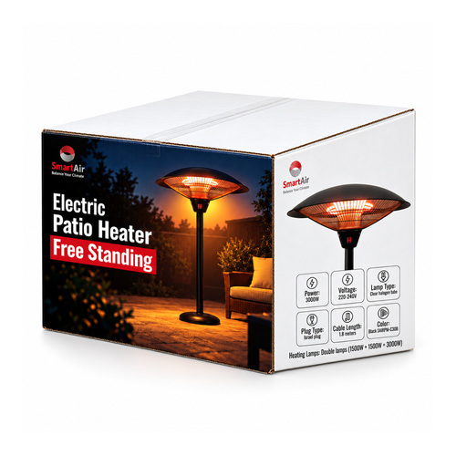 אריזת פטריית חימום חשמלית SmartAir 3000W שחורה SAIRPM-C30B
