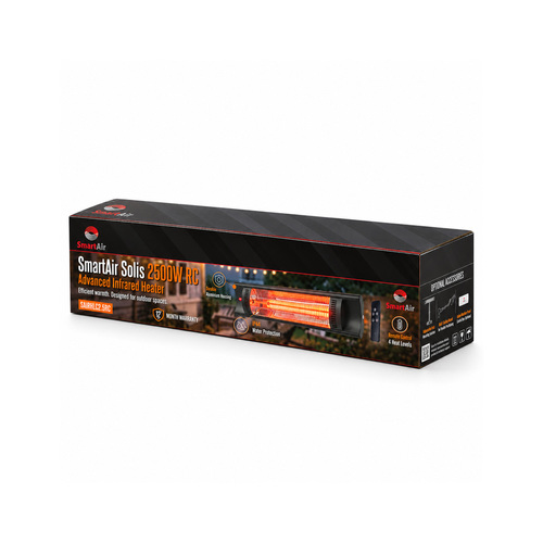 אריזת תנור חימום אינפרא אדום SmartAir Solis 2500W עם שלט רחוק SAIRHLC2.5RC