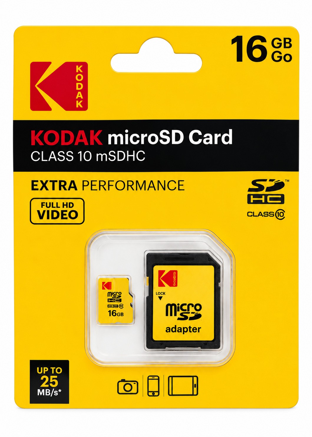 כרטיס זיכרון Kodak Micro SD Card 16GB כולל מתאם SD