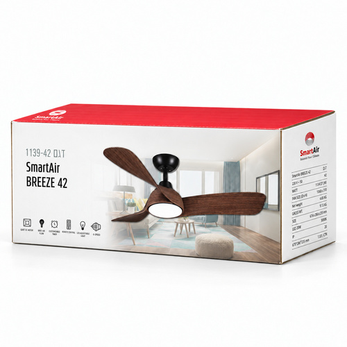מאוורר תקרה SmartAir Breeze 42 שחור ועץ כהה – תמונה 3