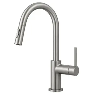 ברז מטבח נשלף ניקל מוברש מסדרת Sora מבית Waterfall