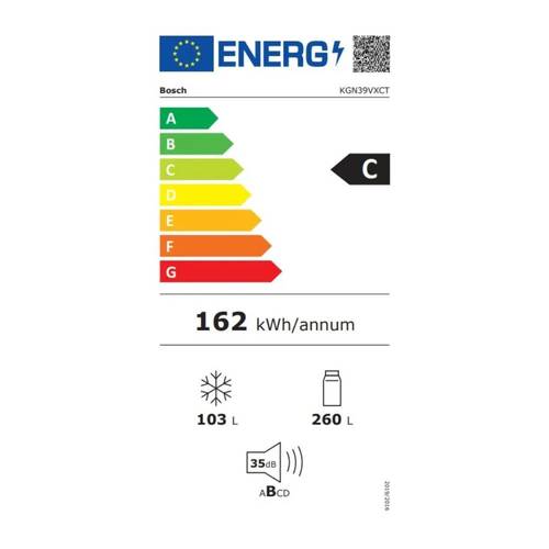 מקרר מקפיא תחתון 363 ליטר Bosch KGN39VXCT נירוסטה מושחרת