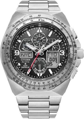 שעון טייסים אנלוגי דיגיטלי Citizen JY8120-58E Promaster Skyhawk A-T רדיו קונטרול אקו דרייב וספיר