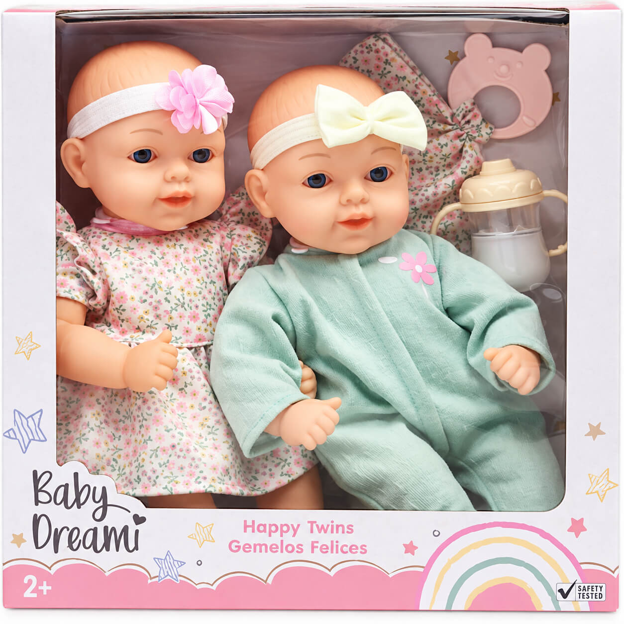 בובות תאומים Happy Little Twins עם בקבוק ושמיכי