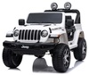 מכונית ממונעת 12V בדמות ג'יפ רוביקון Rubicon דו-מושבי עם דלתות נפתחות, גלגלי EVA, אורות ושלט- לבן  