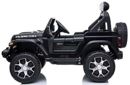 מכונית ממונעת 12V בדמות ג'יפ רוביקון Rubicon דו-מושבי עם דלתות נפתחות, גלגלי EVA, אורות ושלט- לבן  