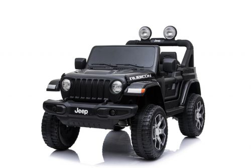 מכונית ממונעת 12V בדמות ג'יפ רוביקון Rubicon דו-מושבי עם דלתות נפתחות, גלגלי EVA, אורות ושלט- לבן  