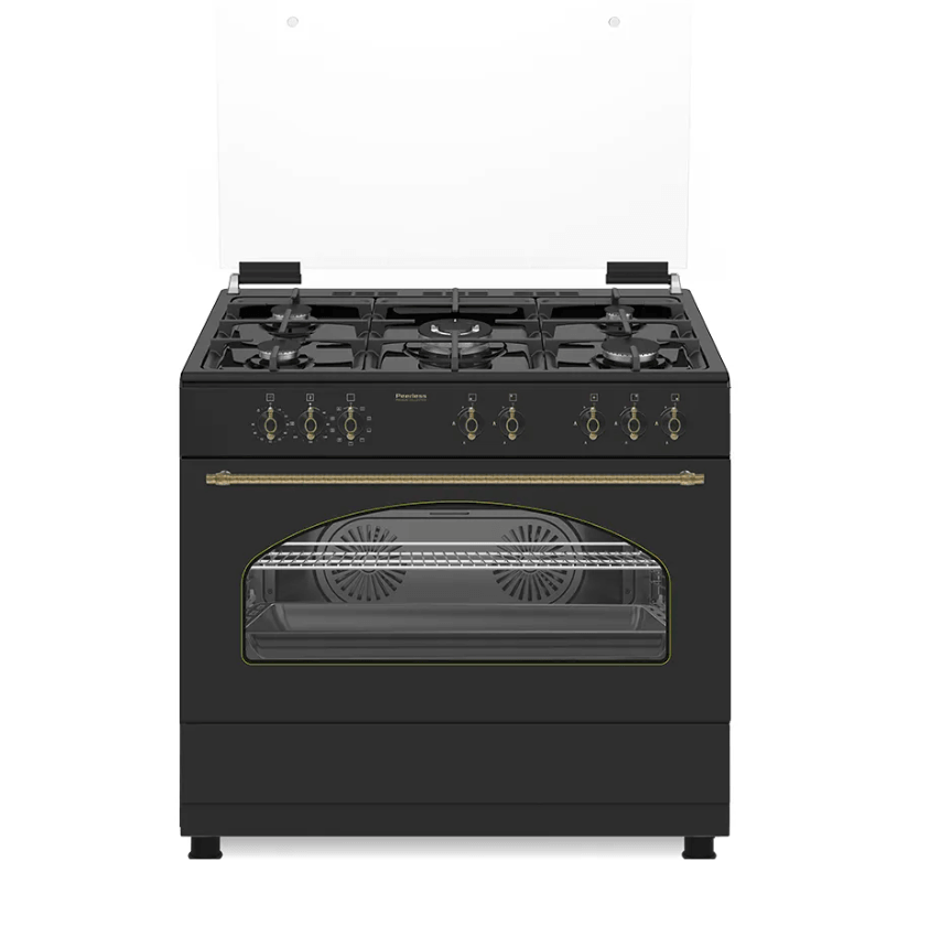 תנור משולב גז 90 פרמיום פירלס PR 9060 BLK ST רטרו כפרי שחור Peerless