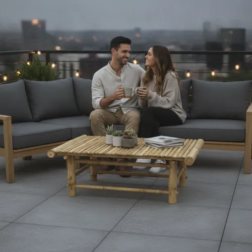שולחן קפה נמוך מבמבוק 106×65 ס