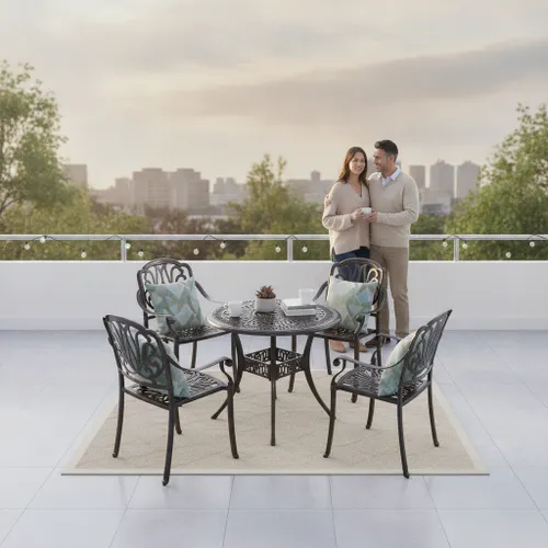 פינת אוכל מאלומיניום יצוק – דגם צפצפה שחור – תמונה 2