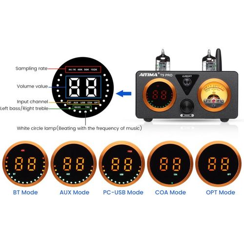 AIYIMA T9 PRO — מגבר משולב מנורות All-in-One עם DAC, Bluetooth ו-VU Meter