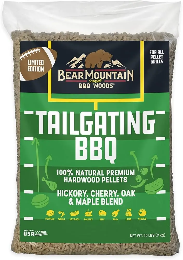 פֶלֶט למעשנה-תערובת מ-עצים אמריקאיים 9 ק”ג Tailgating BBQ Pellets