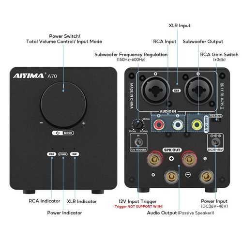 AIYIMA A70 — מגבר הספק Pure Class-D 300W×2 עם XLR מאוזן ו-PFFB
