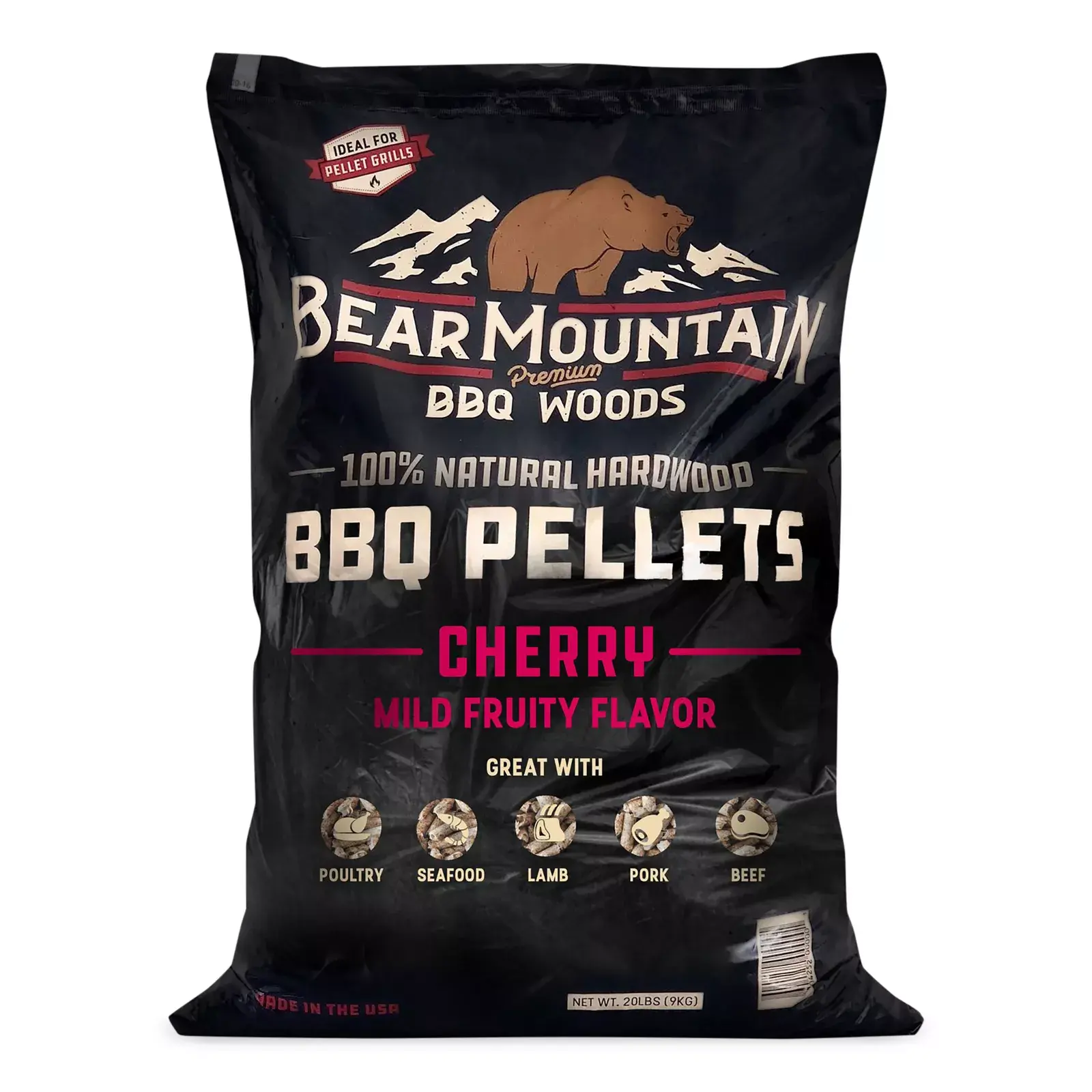 פֶלֶט למעשנה מעץ דובדבן אמריקאי 9 ק”ג Cherry pellets