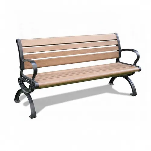 ספסל גינה מאלומיניום יצוק דמוי עץ, 150 ס