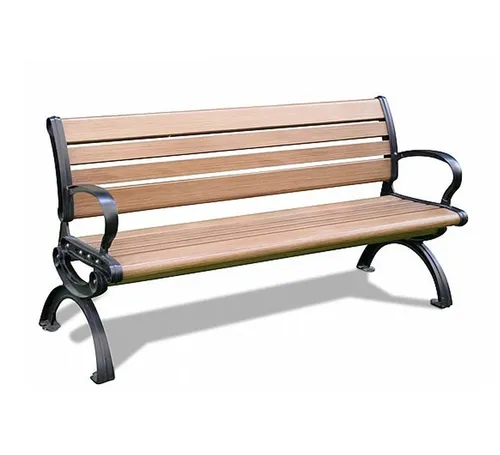 ספסל גינה מאלומיניום יצוק דמוי עץ, 150 ס